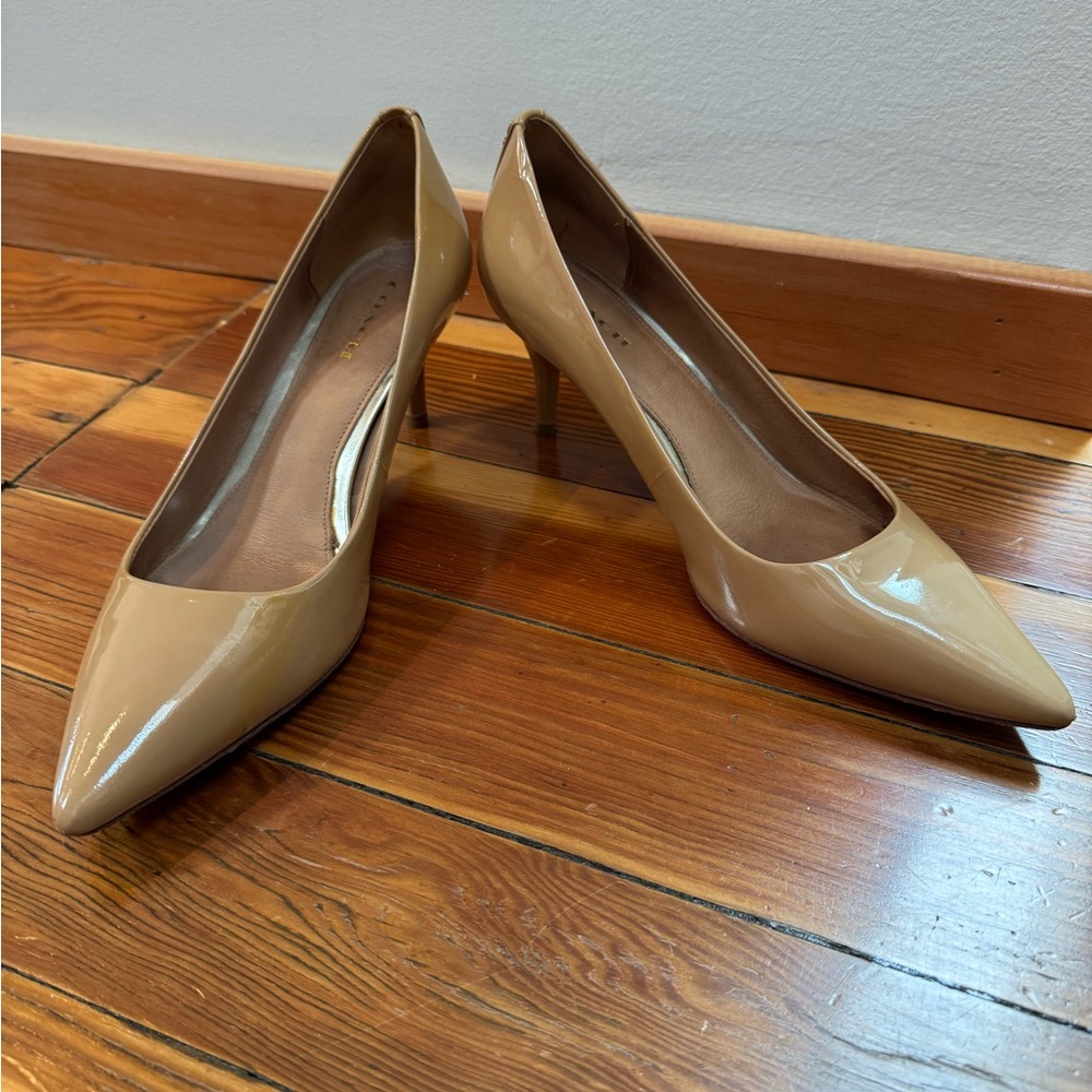 Coach Beige Patent Pointed-Toe Pumps